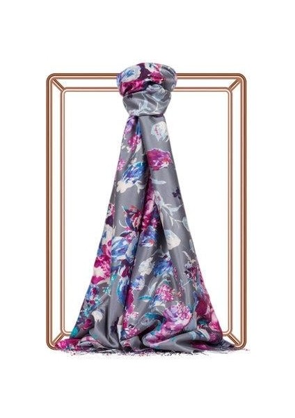 ipekevi Gül Bahçesi Desenli Şal 02394 Gri