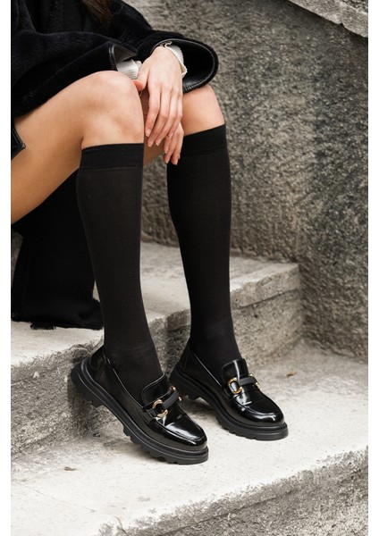 Kadın Loafer Yüksek Taban Tokalı Günlük Ayakkabı Kinles