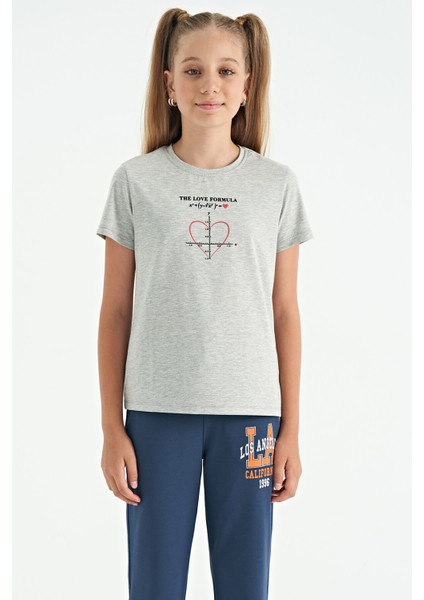 T13KG-75129_01 Kız Garson T-Shirt O Yaka Suprem