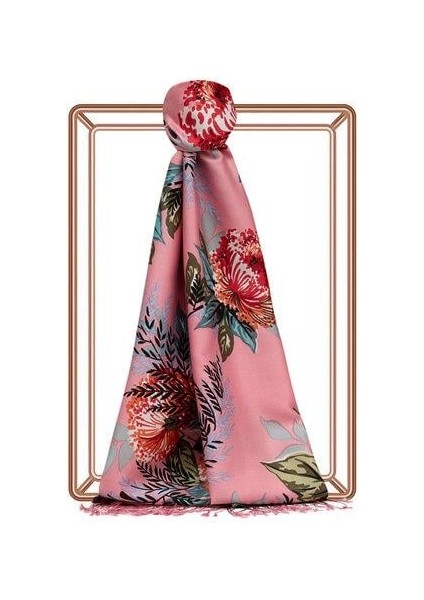 Ay Işığı Desenli Ipek Şal 05205 Pembe