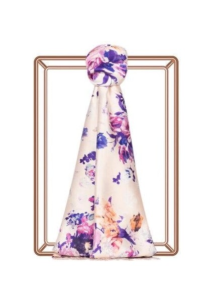 ipekevi Gül Bahçesi Desenli Şal 02394 Krem