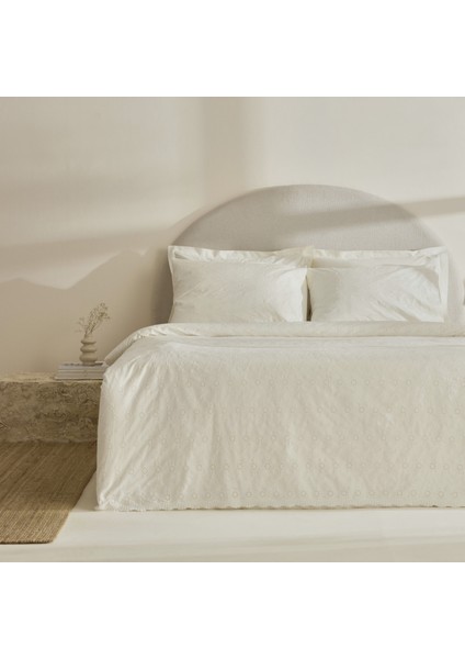 Vivien Brodeli %100 Pamuk Çift Kişilik Nevresim Takımı Ekru