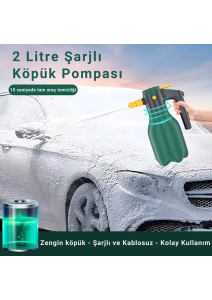 Profesyonel 2lt Yüksek Basınçlı Şarjlı Köpük Makinası Oto Yıkama Pompası Köpük Püskürtücü