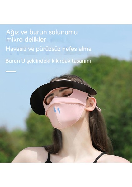 Açık Tam Yüz Güneş Koruyucu Güneşlik Buz Ipek Uv Şapka Maskesi (Yurt Dışından)
