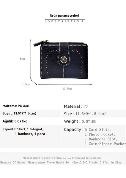 Retro Kısa Fermuarlı Çok Fonksiyonlu Bozuk Para Cüzdanı (Yurt Dışından) fiyatları