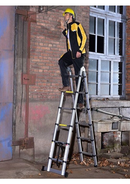 Alüminyum Çift Yönlü Teleskopik Merdiven | 6+6 Basamak - 3.8 Metre