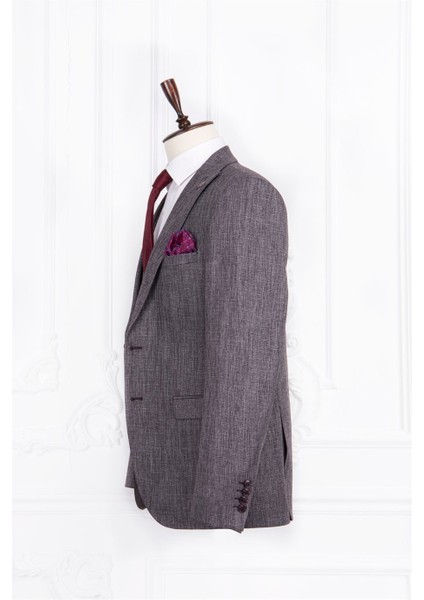 Erkek Slim Fit Sivri Yaka Bordo Yelekli Takım Elbise fırsatları