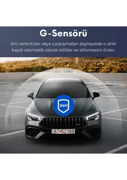 Gps Mobil Uygulamalı 4K 170° Geniş Açı Gece Görüşlü Ön Arka Akıllı Araç Içi Kamera Park Modu G-Sensor Wifi