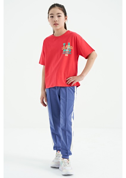 T13KG-75127_01 Kız Garson Oversize T-Shirt O Yaka Suprem