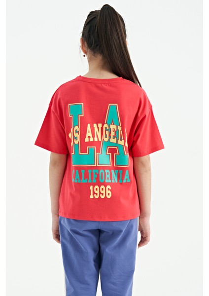 T13KG-75127_01 Kız Garson Oversize T-Shirt O Yaka Suprem