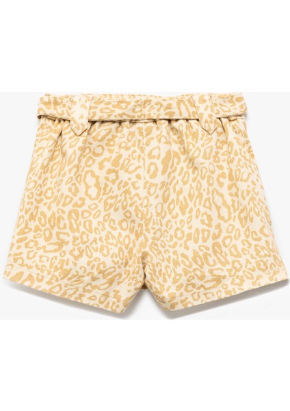 Leopar Desenli Pamuklu Kapaklı Cep Detaylı Kemerli Şort Etek fiyatları