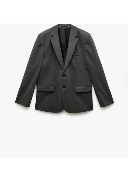 Viskon Karışımlı Uzun Kollu Blazer Ceket