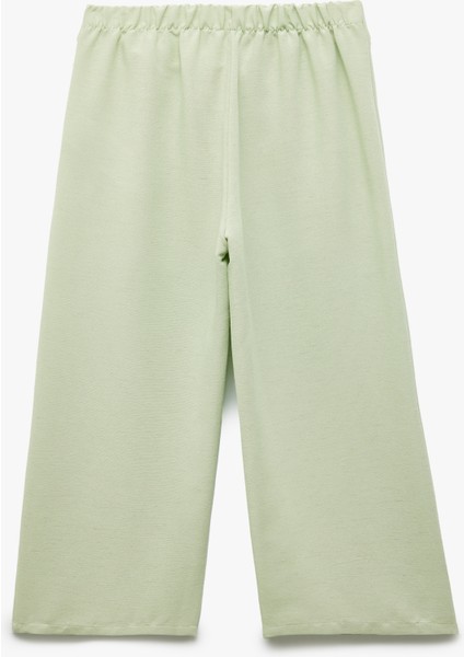 Bağlamalı Kemer Detaylı Keten Karışımlı Bol Paça Pantolon fiyatları