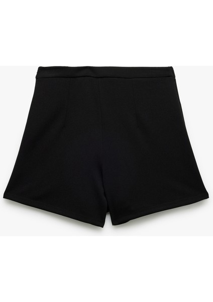 Düğmeli Kapaklı Cep Detaylı Krep Scuba Kumaş Mini Şort Etek fiyatları