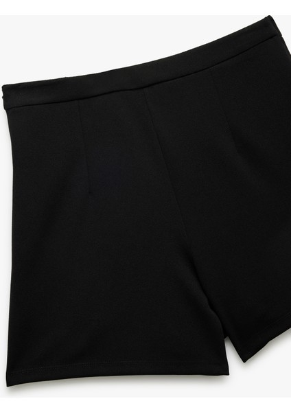 Düğmeli Kapaklı Cep Detaylı Krep Scuba Kumaş Mini Şort Etek modelleri