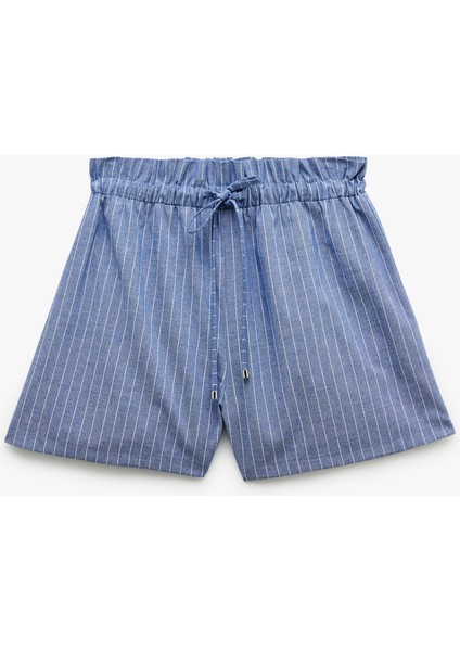 Viskon Karışımlı Beli Bağcıklı Mini Boxer Şort