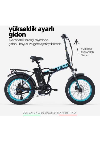 Strada Cycles E-Bro Hidrolik Disk Fat Bike Katlanabilir 20 Jant Elektrikli Bisiklet