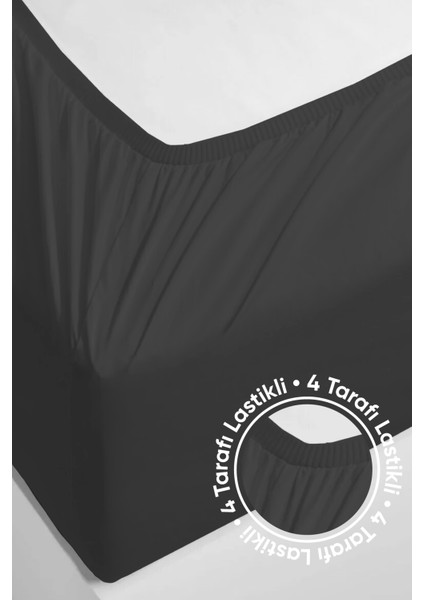 Penye Lastikli Çarşaf Pamuklu Jersey Çift Kişilik 160X200CM Antrasit