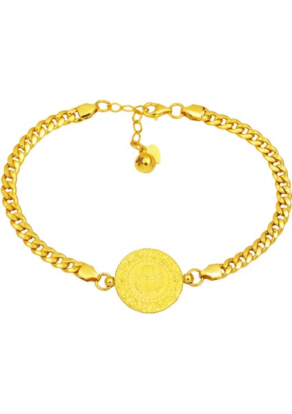 Gurmet Zincirli 14 Ayar Altın Çeyrekli Bileklik