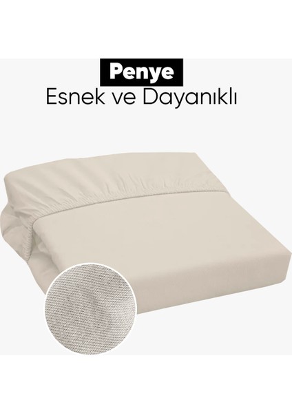 Penye Lastikli Çarşaf Pamuklu Jersey Tek Kişilik 100X200CM Krem