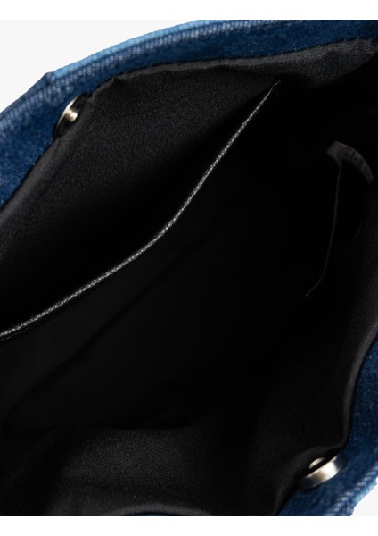 Saplı Fermuarlı Renk Bloklu Denim Tote Çanta fırsatları