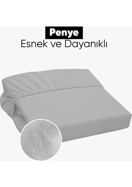 Penye Lastikli Çarşaf Pamuklu Jersey Tek Kişilik 100X200CM Gri