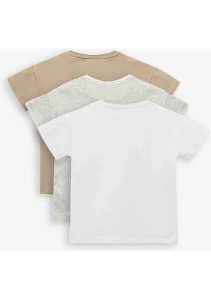 Pamuklu Kısa Kollu Bisiklet Yaka 3'lü Basic Tişört Seti fiyatları