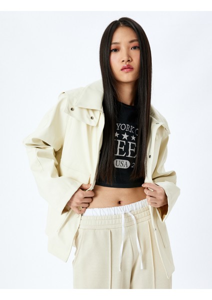 Kapüşonlu Cepli Su Itici Fermuarlı Trençkot