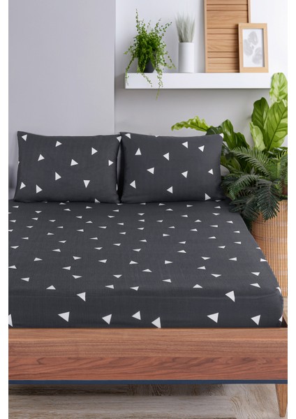 Pes Lastikli Çarşaf Seti Çift Kişilik Üçgen Gri modelleri