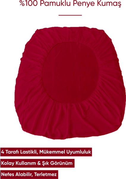 Penye Lastikli Çarşaf Pamuklu Jersey Süper Battal Kişilik 200X200CM Bordo indirimleri