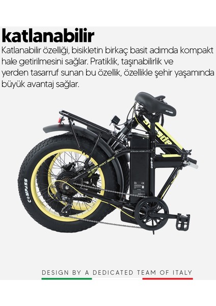 Strada Cycles E-Bro Hidrolik Disk Fat Bike Katlanabilir 20 Jant Elektrikli Bisiklet