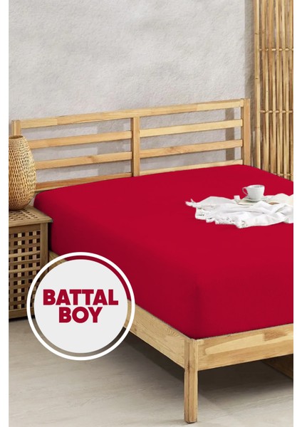 Penye Lastikli Çarşaf Pamuklu Jersey Battal Kişilik 180X200CM Bordo