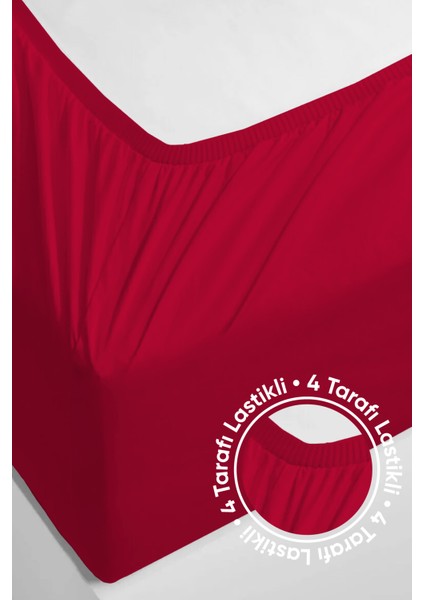 Penye Lastikli Çarşaf Pamuklu Jersey Battal Kişilik 180X200CM Bordo