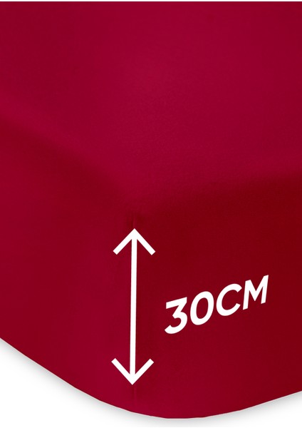 Penye Lastikli Çarşaf Pamuklu Jersey Battal Kişilik 180X200CM Bordo