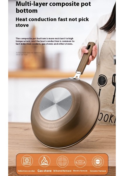 32CM Gümüş Iyon Yapışmaz Wok Ev Tipi Karıştırmalı Kızartma Tavası (Yurt Dışından) indirimleri