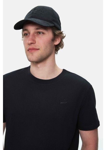 Harper Gök Mavi Bisiklet Yaka Nakışlı Standard Fit Erkek Tshirt modelleri