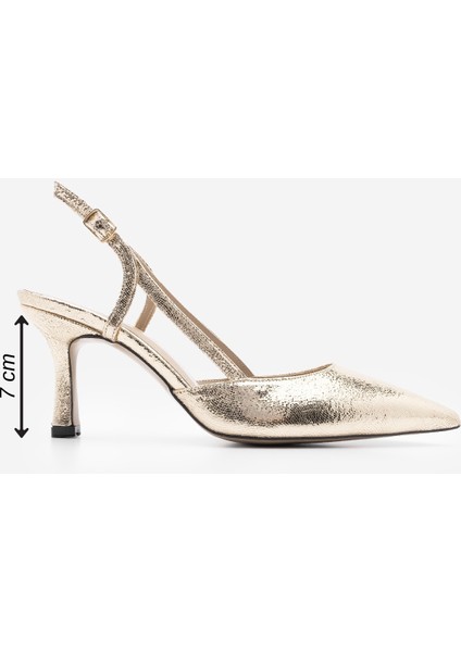Kadın Stiletto Yanları Açık Bantlı Sivri Burun Klasik Topuklu Ayakkabı Suder