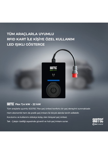 Flex 22kW Soketli Elektrikli Araç Şarj Cihazı modelleri