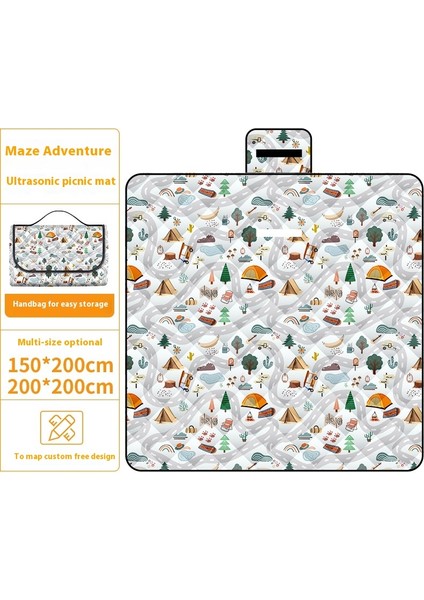 Ultrasonik Piknik Mat Kalınlaşmış Pamuk Su Geçirmez Moistureproof Plaj Mat Piknik Bezi (Yurt Dışından)