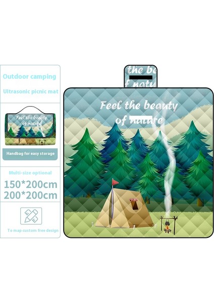 Ultrasonik Piknik Mat Kalınlaşmış Pamuk Su Geçirmez Moistureproof Plaj Mat Piknik Bezi (Yurt Dışından)