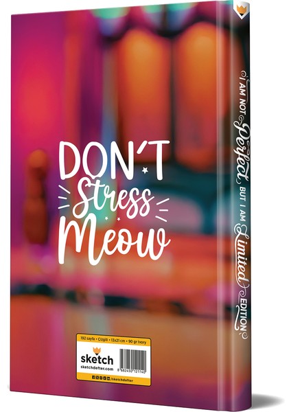 Müzik Dinleyen Kedi Tasarımlı Çizgili Not Defteri – 13x21cm Sert Kapak 192 Sayfa fiyatları