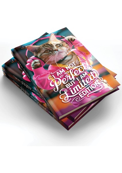 Müzik Dinleyen Kedi Tasarımlı Çizgili Not Defteri – 13x21cm Sert Kapak 192 Sayfa modelleri