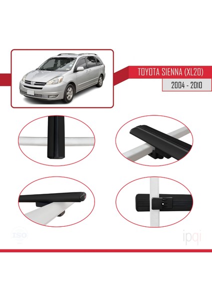 Toyota Sienna 2 (XL20) 2004-2010 Arası ile Uyumlu Basıc Model Ara Atkı Tavan Barı Siyah 2 Adet