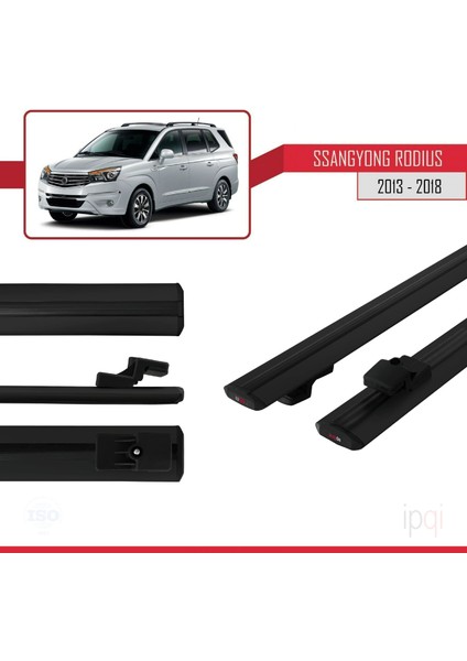 Ssangyong Rodius 2 2013-2018 Arası ile Uyumlu Basıc Model Ara Atkı Tavan Barı Siyah 2 Adet