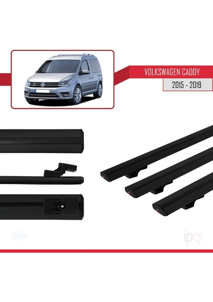 Volkswagen Caddy 3 (Sa) 2015-2019 Arası ile Uyumlu Basıc Model Ara Atkı Tavan Barı Siyah 3 Adet