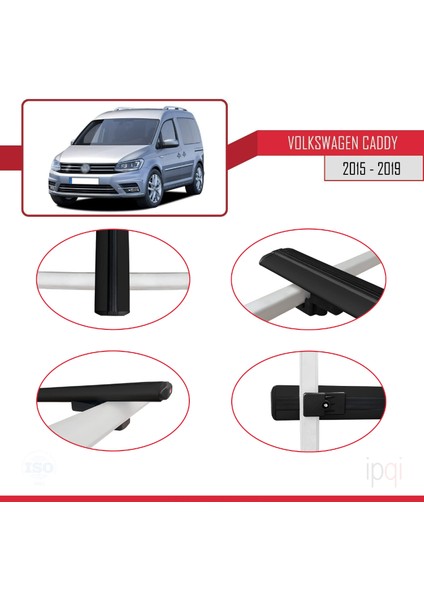 Volkswagen Caddy 3 (Sa) 2015-2019 Arası ile Uyumlu Basıc Model Ara Atkı Tavan Barı Siyah 3 Adet