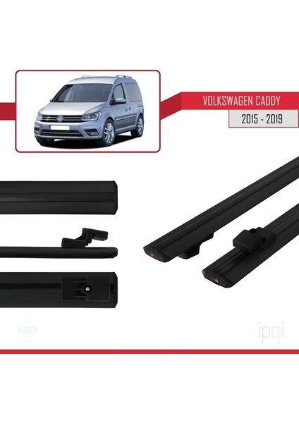 Volkswagen Caddy 3 (Sa) 2015-2019 Arası ile Uyumlu Basıc Model Ara Atkı Tavan Barı Siyah 2 Adet