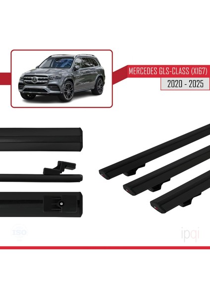 Mercedes Gls Class (X167) 2020 ve Sonrası ile Uyumlu Basıc Model Ara Atkı Tavan Barı Siyah 3 Adet