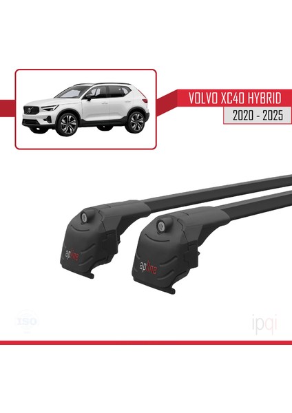 Volvo XC40 (Hibrit) 2020 ve Sonrası ile Uyumlu Ace-2 Ara Atkı Tavan Barı Siyah 2 Adet