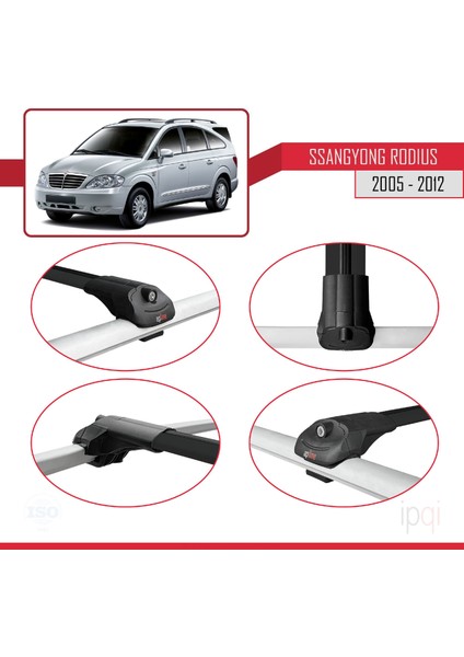 Ssangyong Rodius 2005-2012 Arası ile Uyumlu Ace-1 Ara Atkı Tavan Barı Siyah 2 Adet